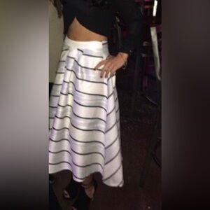 Black and white high/low skirt